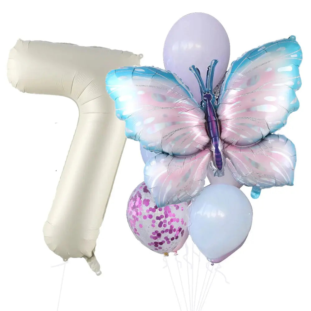10pcs New Products Gradual Pink Butterfly Foil Balloon 40inch Purple Cream Digital Balloon Baby Shower Birthday Party Decoration - Baby World
