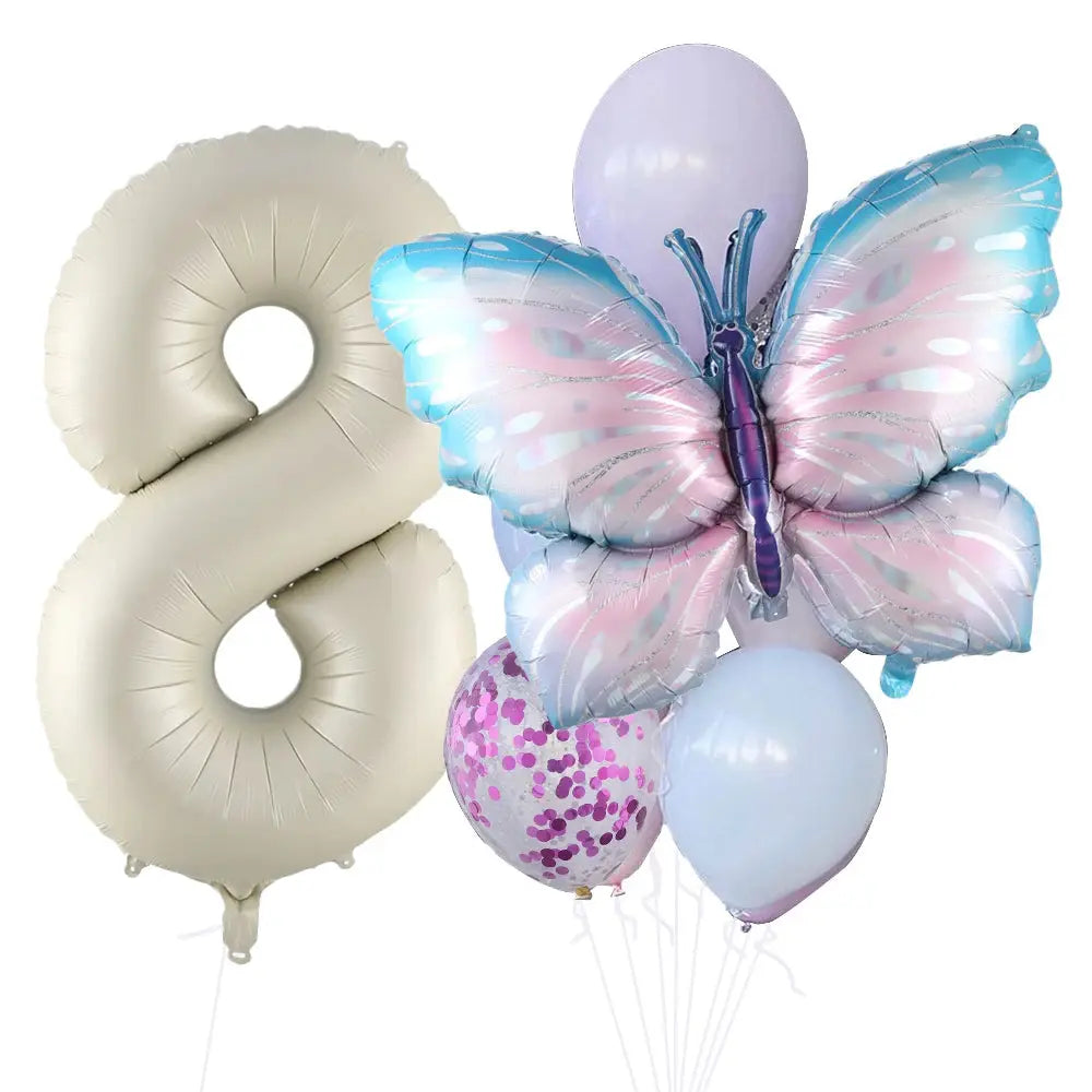 10pcs New Products Gradual Pink Butterfly Foil Balloon 40inch Purple Cream Digital Balloon Baby Shower Birthday Party Decoration - Baby World
