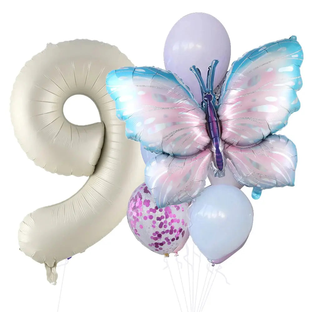 10pcs New Products Gradual Pink Butterfly Foil Balloon 40inch Purple Cream Digital Balloon Baby Shower Birthday Party Decoration - Baby World