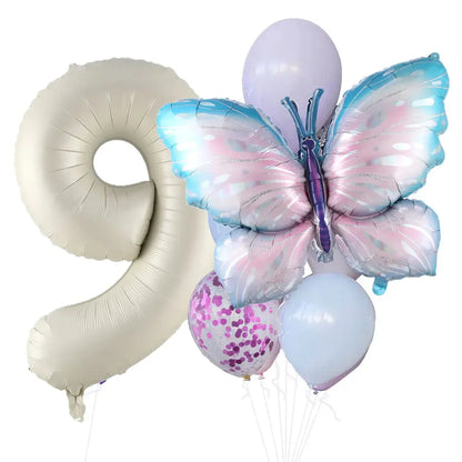 10pcs New Products Gradual Pink Butterfly Foil Balloon 40inch Purple Cream Digital Balloon Baby Shower Birthday Party Decoration - Baby World