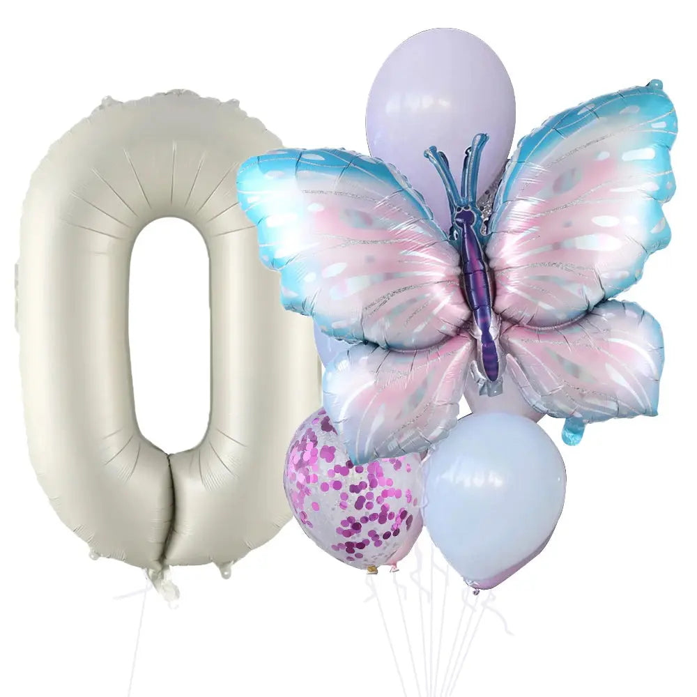 10pcs New Products Gradual Pink Butterfly Foil Balloon 40inch Purple Cream Digital Balloon Baby Shower Birthday Party Decoration - Baby World