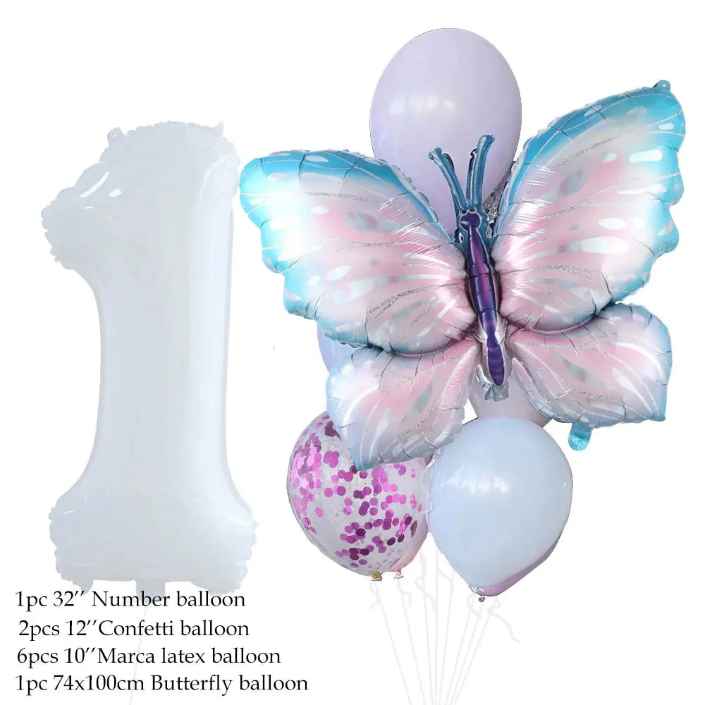 10pcs New Products Gradual Pink Butterfly Foil Balloon 40inch Purple Cream Digital Balloon Baby Shower Birthday Party Decoration - Baby World