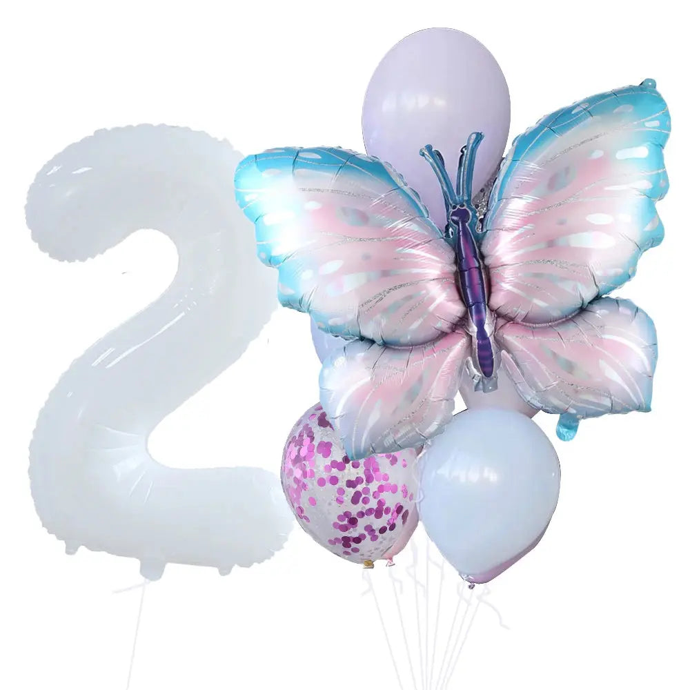 10pcs New Products Gradual Pink Butterfly Foil Balloon 40inch Purple Cream Digital Balloon Baby Shower Birthday Party Decoration - Baby World