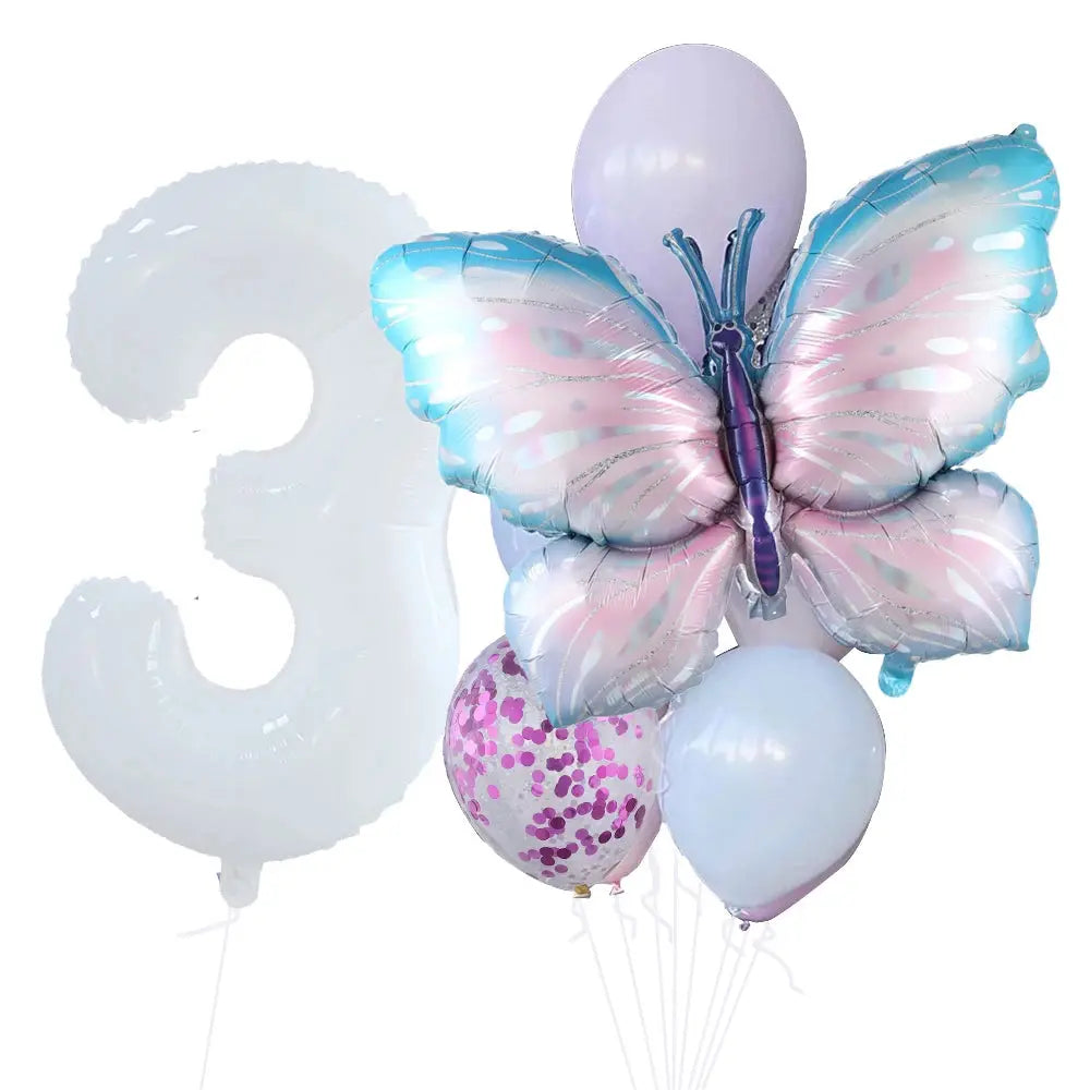10pcs New Products Gradual Pink Butterfly Foil Balloon 40inch Purple Cream Digital Balloon Baby Shower Birthday Party Decoration - Baby World