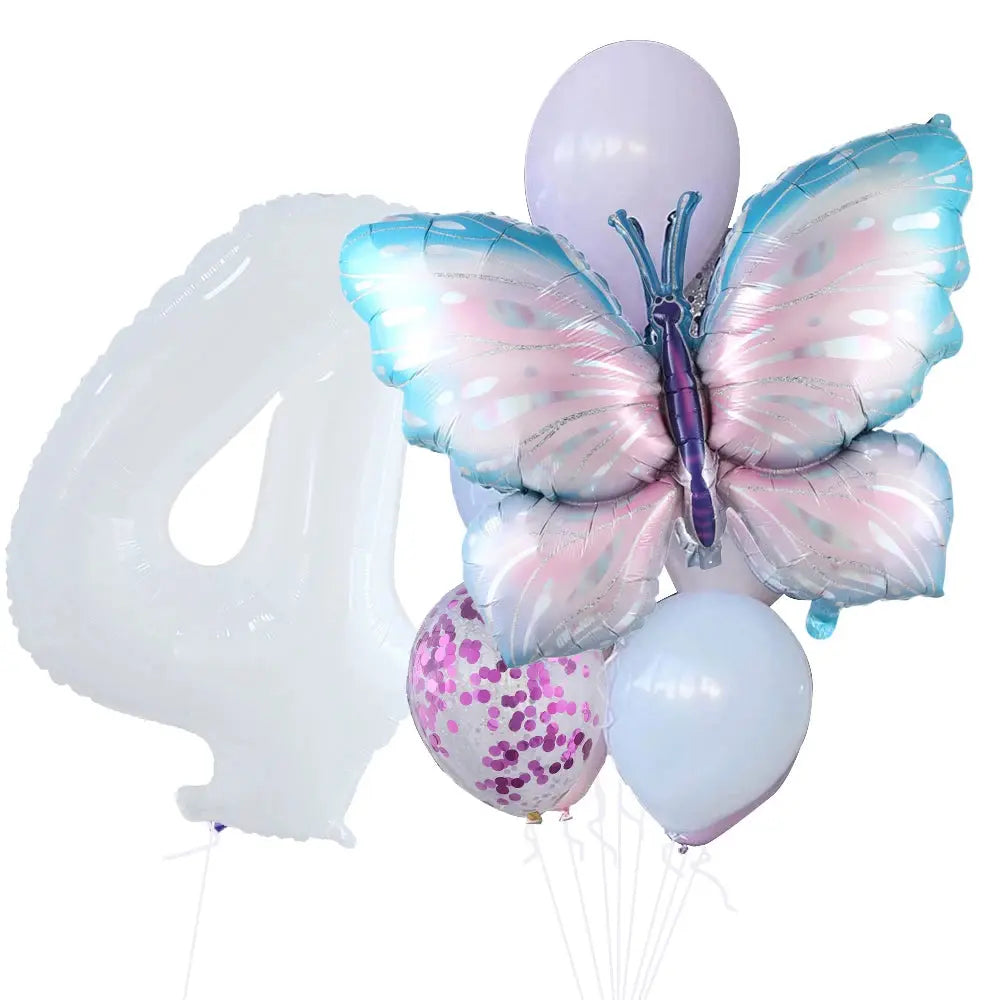 10pcs New Products Gradual Pink Butterfly Foil Balloon 40inch Purple Cream Digital Balloon Baby Shower Birthday Party Decoration - Baby World