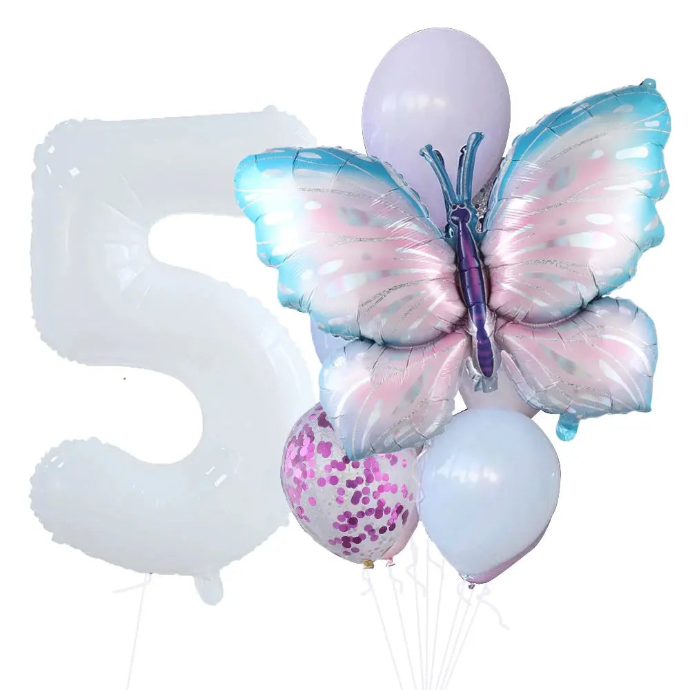 10pcs New Products Gradual Pink Butterfly Foil Balloon 40inch Purple Cream Digital Balloon Baby Shower Birthday Party Decoration - Baby World