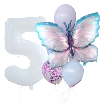 10pcs New Products Gradual Pink Butterfly Foil Balloon 40inch Purple Cream Digital Balloon Baby Shower Birthday Party Decoration - Baby World
