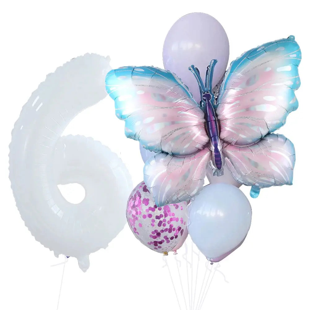 10pcs New Products Gradual Pink Butterfly Foil Balloon 40inch Purple Cream Digital Balloon Baby Shower Birthday Party Decoration - Baby World