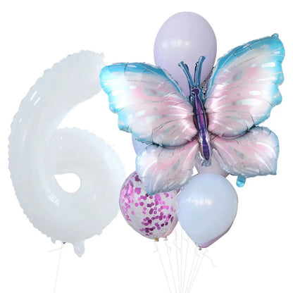 10pcs New Products Gradual Pink Butterfly Foil Balloon 40inch Purple Cream Digital Balloon Baby Shower Birthday Party Decoration - Baby World