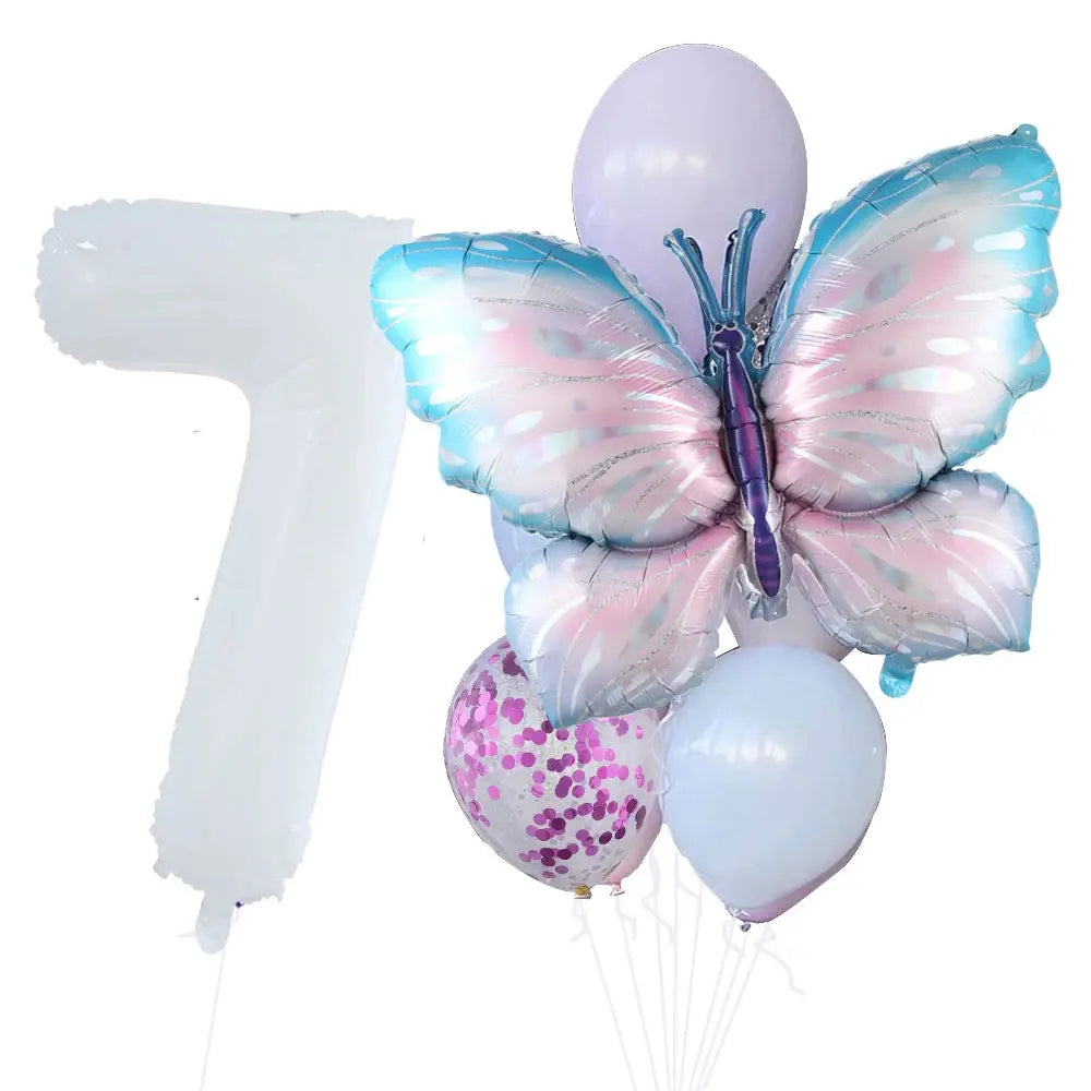 10pcs New Products Gradual Pink Butterfly Foil Balloon 40inch Purple Cream Digital Balloon Baby Shower Birthday Party Decoration - Baby World
