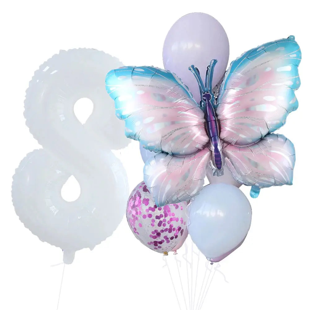 10pcs New Products Gradual Pink Butterfly Foil Balloon 40inch Purple Cream Digital Balloon Baby Shower Birthday Party Decoration - Baby World