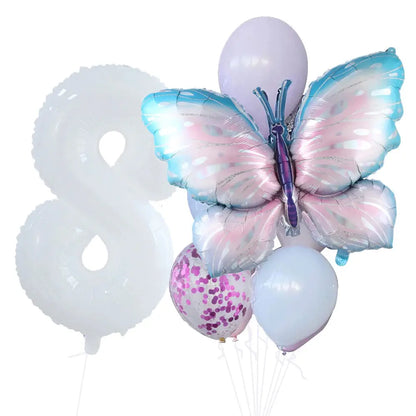 10pcs New Products Gradual Pink Butterfly Foil Balloon 40inch Purple Cream Digital Balloon Baby Shower Birthday Party Decoration - Baby World