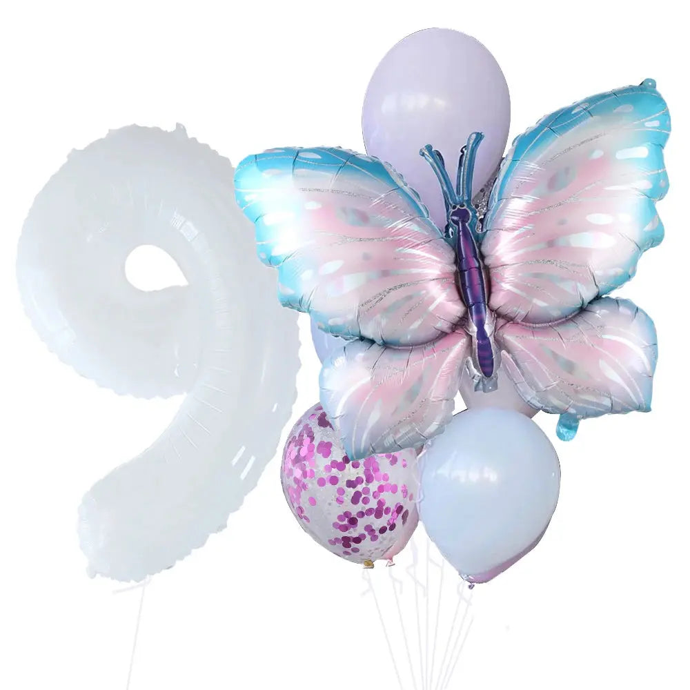 10pcs New Products Gradual Pink Butterfly Foil Balloon 40inch Purple Cream Digital Balloon Baby Shower Birthday Party Decoration - Baby World