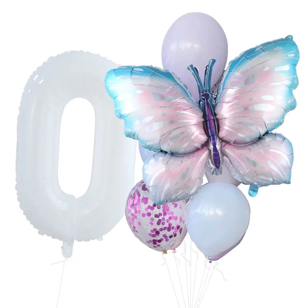 10pcs New Products Gradual Pink Butterfly Foil Balloon 40inch Purple Cream Digital Balloon Baby Shower Birthday Party Decoration - Baby World