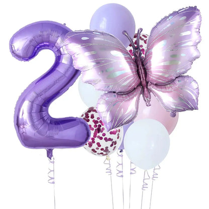 10pcs New Products Gradual Pink Butterfly Foil Balloon 40inch Purple Cream Digital Balloon Baby Shower Birthday Party Decoration - Baby World