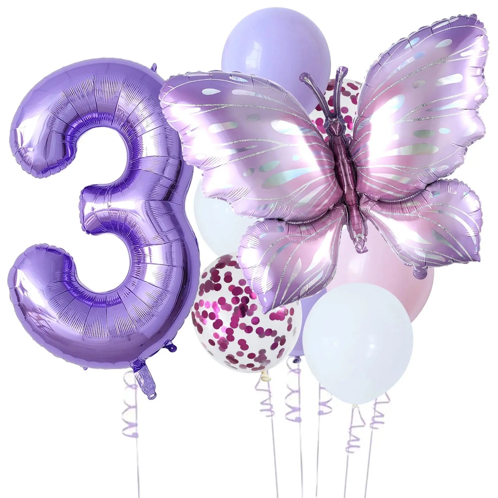 10pcs New Products Gradual Pink Butterfly Foil Balloon 40inch Purple Cream Digital Balloon Baby Shower Birthday Party Decoration - Baby World