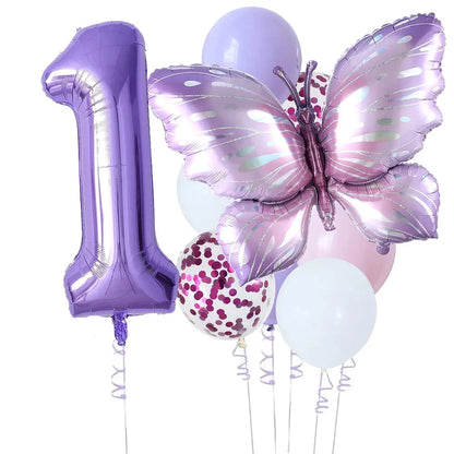10pcs New Products Gradual Pink Butterfly Foil Balloon 40inch Purple Cream Digital Balloon Baby Shower Birthday Party Decoration - Baby World