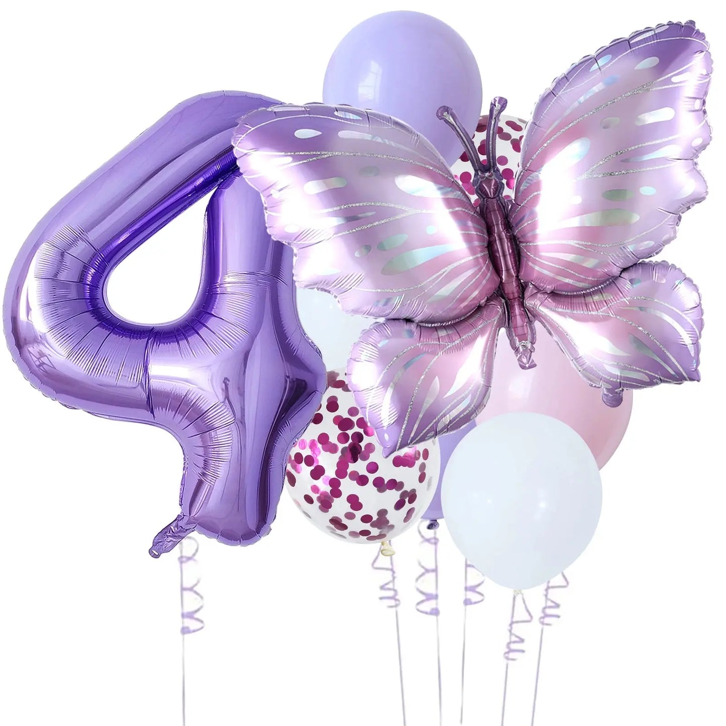 10pcs New Products Gradual Pink Butterfly Foil Balloon 40inch Purple Cream Digital Balloon Baby Shower Birthday Party Decoration - Baby World