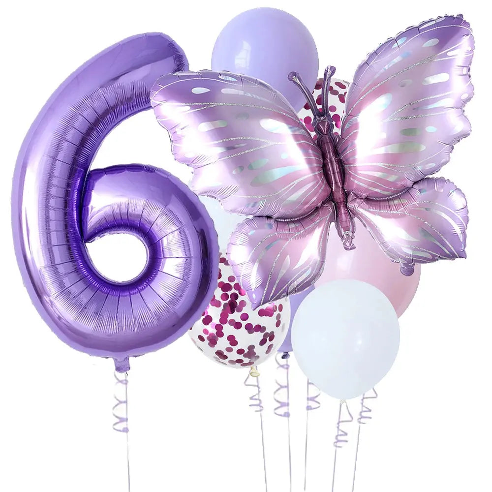 10pcs New Products Gradual Pink Butterfly Foil Balloon 40inch Purple Cream Digital Balloon Baby Shower Birthday Party Decoration - Baby World
