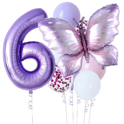 10pcs New Products Gradual Pink Butterfly Foil Balloon 40inch Purple Cream Digital Balloon Baby Shower Birthday Party Decoration - Baby World