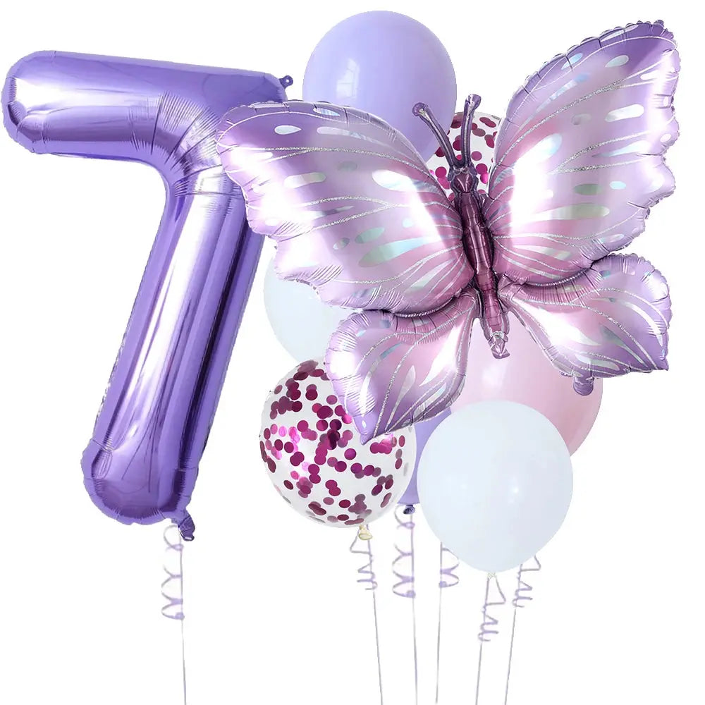 10pcs New Products Gradual Pink Butterfly Foil Balloon 40inch Purple Cream Digital Balloon Baby Shower Birthday Party Decoration - Baby World