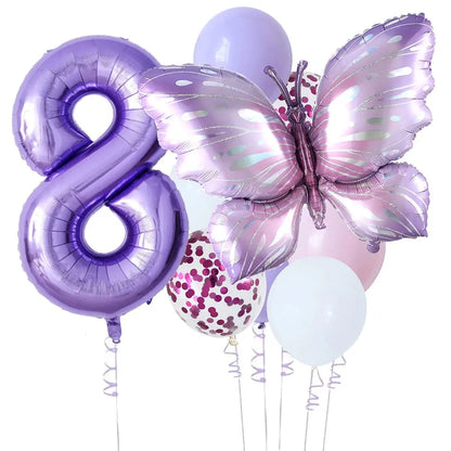 10pcs New Products Gradual Pink Butterfly Foil Balloon 40inch Purple Cream Digital Balloon Baby Shower Birthday Party Decoration - Baby World