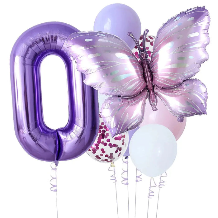 10pcs New Products Gradual Pink Butterfly Foil Balloon 40inch Purple Cream Digital Balloon Baby Shower Birthday Party Decoration - Baby World