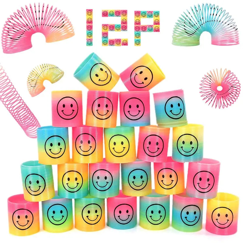 12Pcs Rainbow Magic Springs Circle Toys for Children Birthday Party Favors Giveaway Gifts Baby Shower Pinata Fillers Christmas - Baby World