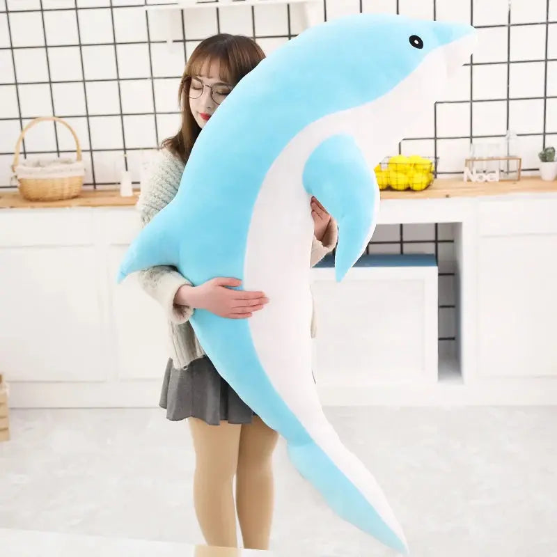 160cm Large Kawaii Dolphin Plush Toys for Children Stuffed Sea Animal Doll Soft Baby Sleeping Pillow Lovely Gift for Kids Girls Baby World