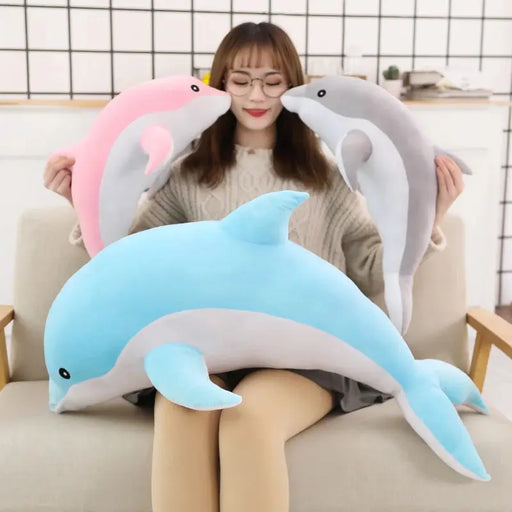 160cm Large Kawaii Dolphin Plush Toys for Children Stuffed Sea Animal Doll Soft Baby Sleeping Pillow Lovely Gift for Kids Girls Baby World