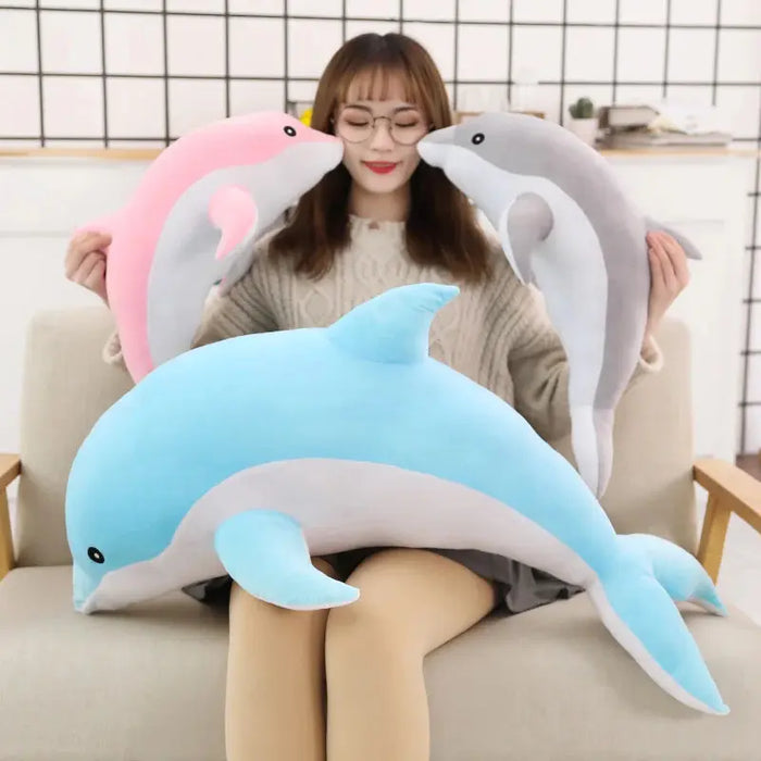 160cm Large Kawaii Dolphin Plush Toys for Children Stuffed Sea Animal Doll Soft Baby Sleeping Pillow Lovely Gift for Kids Girls Baby World