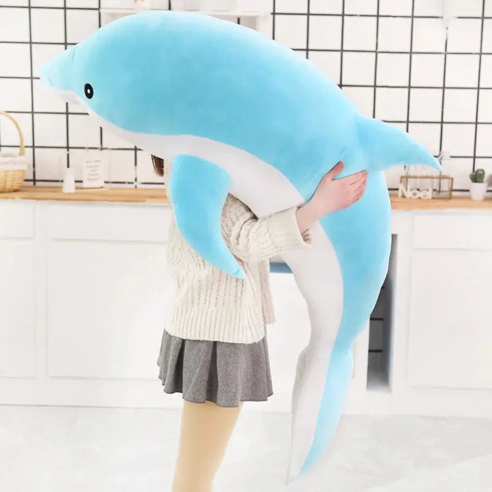 160cm Large Kawaii Dolphin Plush Toys for Children Stuffed Sea Animal Doll Soft Baby Sleeping Pillow Lovely Gift for Kids Girls Baby World