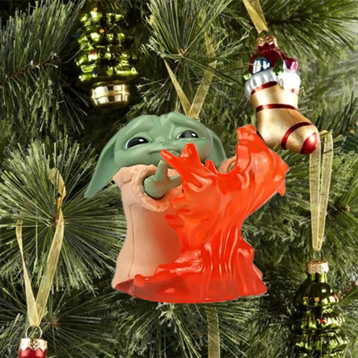 9pcs Baby Yoda Action Figure Flat Pendant Christmas Tree Hanging Ornament Party Santa Room Decoration New Year Navidad - Baby World