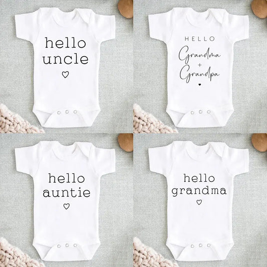Hello Uncle/Auntie Short Sleeve Baby Romper - Baby World