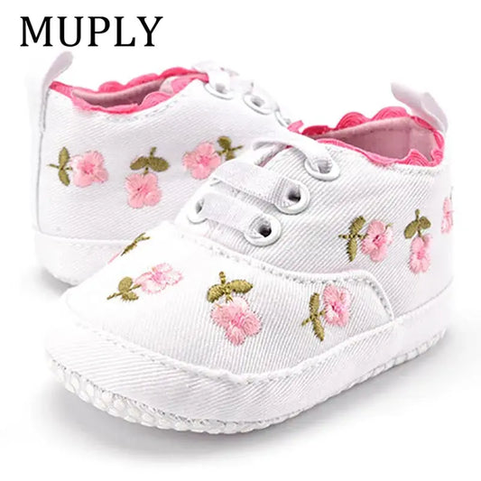 Baby Girl Floral Embroidered Soft Shoes - Baby World