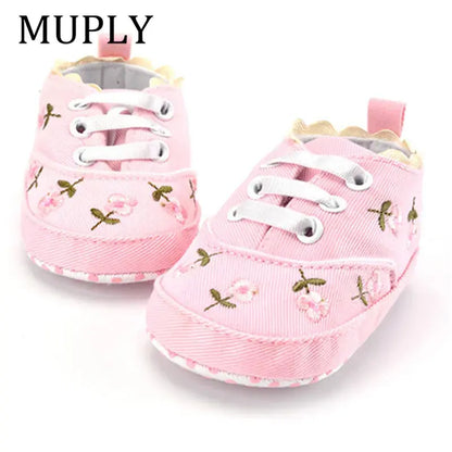 Baby Girl Floral Embroidered Soft Shoes - Baby World