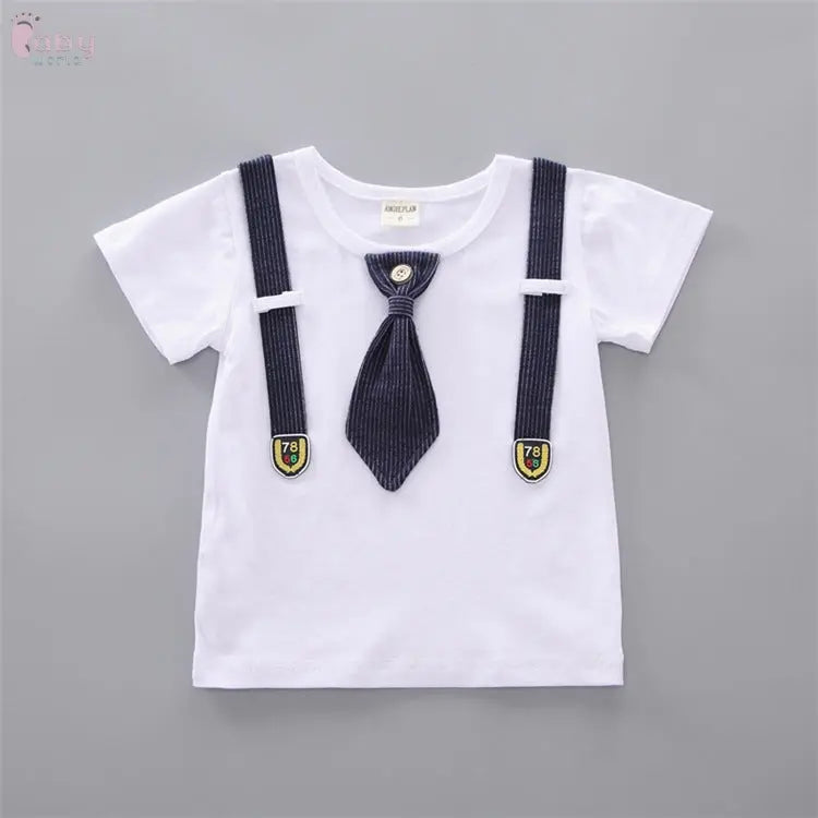 Baby Round Neck Tie Shorts T-shirt Set Baby World
