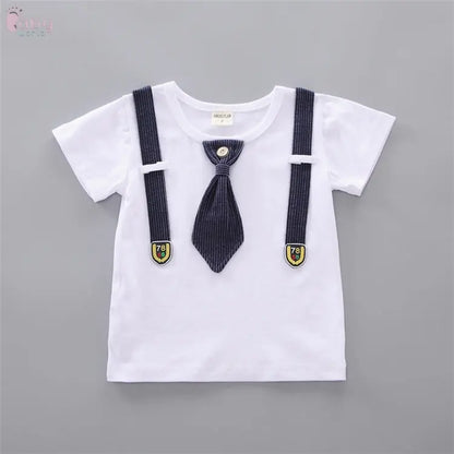 Baby Round Neck Tie Shorts T-shirt Set Baby World