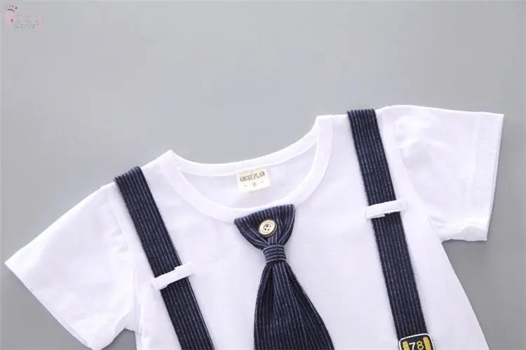 Baby Round Neck Tie Shorts T-shirt Set Baby World