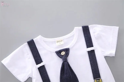 Baby Round Neck Tie Shorts T-shirt Set Baby World