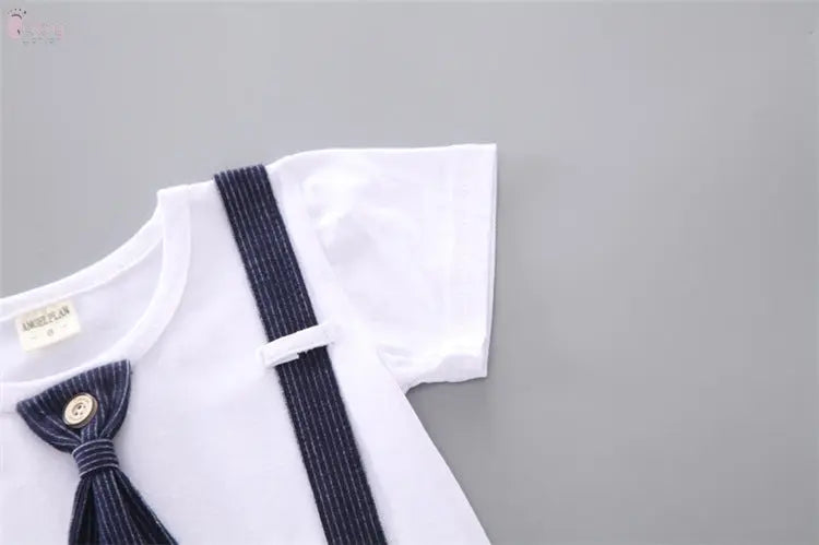 Baby Round Neck Tie Shorts T-shirt Set Baby World