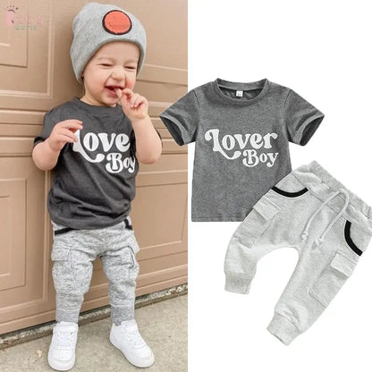 Boys Short Sleeve Monogram Print T-shirt Baby World