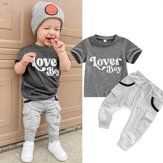 Boys Short Sleeve Monogram Print T-shirt Baby World