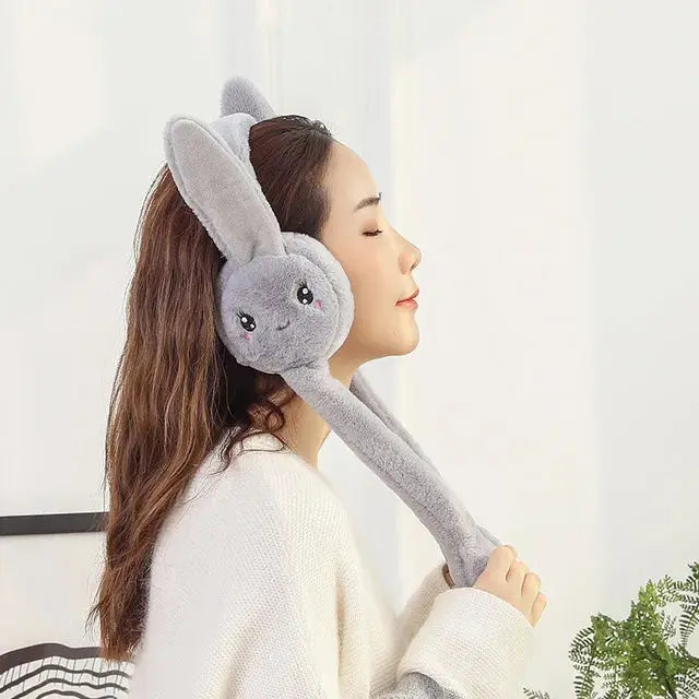 Cute jumping Earmuffs Rabbit Moving Ears Airbag Hat Warm Funny Toy Cap Plush Toy Headphones Children Christmas Gift for Children - Baby World
