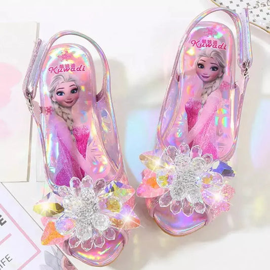Girls Party Shoes Princess Sandals Leather Glitter Crystals Rhinestones Knot Kids Shoes Elsa Sandals Children gift - Baby World