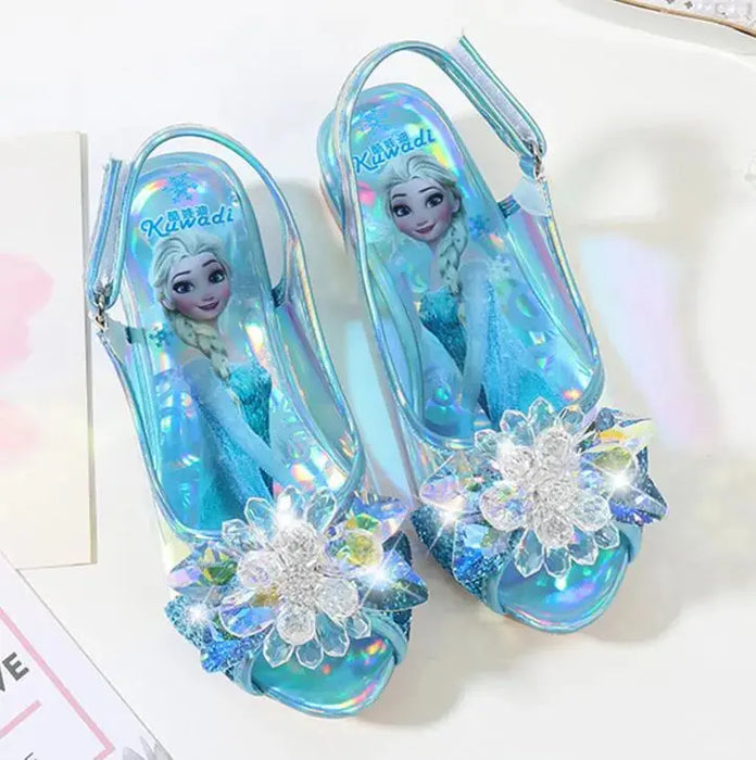 Girls Party Shoes Princess Sandals Leather Glitter Crystals Rhinestones Knot Kids Shoes Elsa Sandals Children gift - Baby World