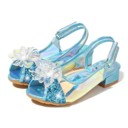 Girls Party Shoes Princess Sandals Leather Glitter Crystals Rhinestones Knot Kids Shoes Elsa Sandals Children gift - Baby World