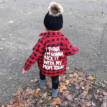 Girls red plaid letter print shirt Baby World
