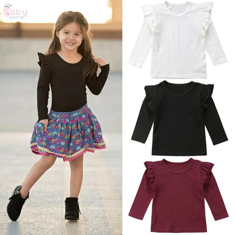 Girls' cotton long sleeve T-shirt Baby World