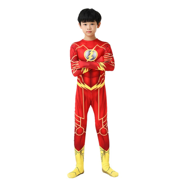 Superhero Flash Cosplay Anime Halloween Costumes for Kids Zentai Masquerade Jumpsuits Alien Party Festival Dress Movie Suit Boy